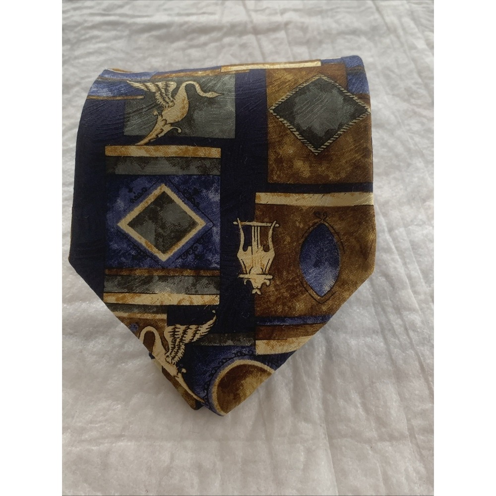 ERMENEGILDO ZEGNA Men's 100% Silk Goose Necktie Tie Made In Italy